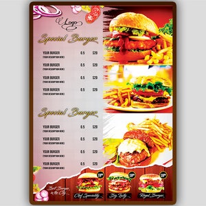Burger Menu Brochure, Burger Menu Flyer, Bar Burger Menu Flyer Design ...