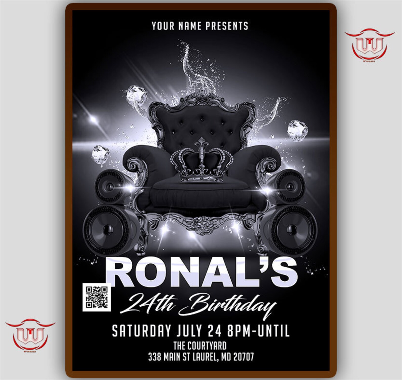 Black and White Birthday Party Invitation, Black and White Birthday