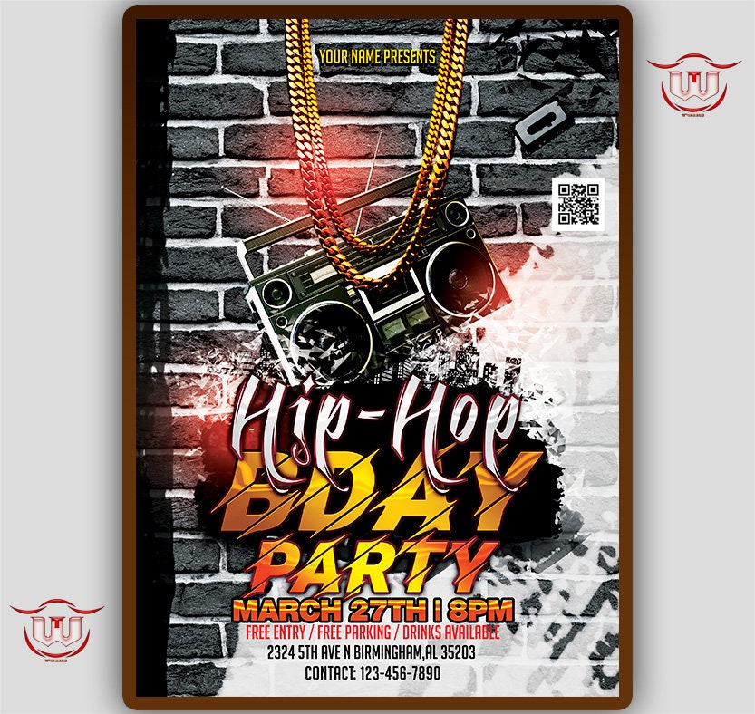 Hip Hop Birthday Invitation, Hip Hop Party Invitation, 90s Old School Party Invite, Old School Birthday Party Flyer, Hip Hop Birthday Flyer - Etsy
