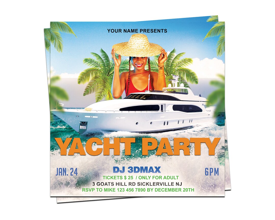 Yacht Party Invitation Boat Birthday Party Invitation Boat Etsy