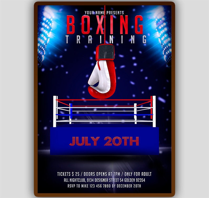 Boxing Night Flyer Boxing Birthday Invitation Fight Night Etsy
