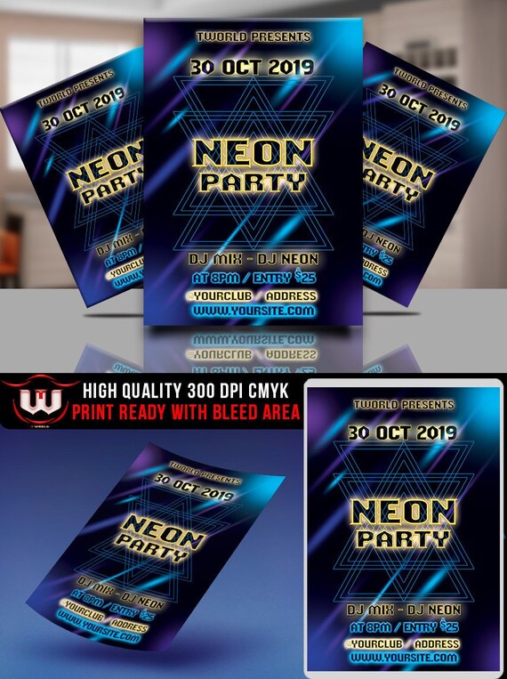 neon party flyer glow party invitation glow in the dark poster design birthday glow in the dark party printable glow event invitation glow in the dark party flyer