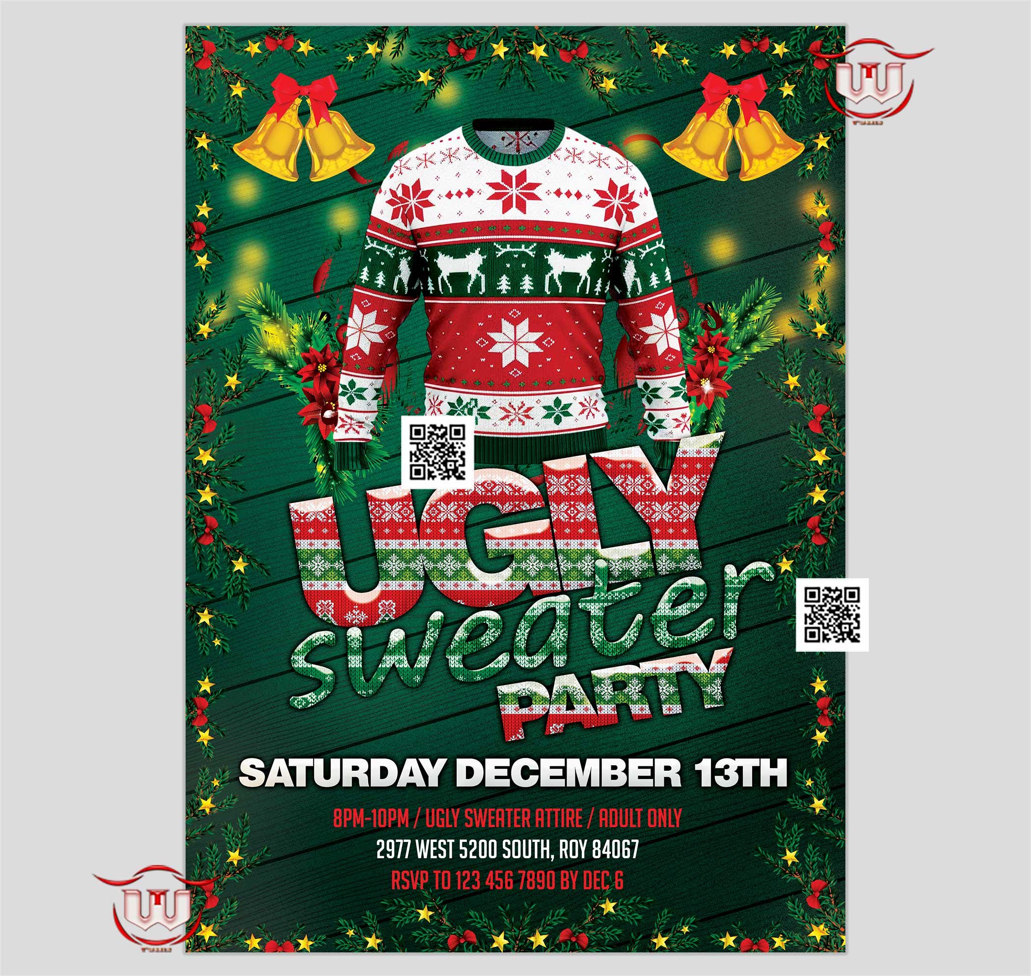 Ugly christmas sweater flyer hotsell