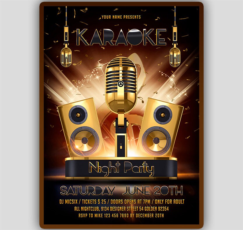 Karaoke party invitation karaoke birthday party gold karaoke Etsy