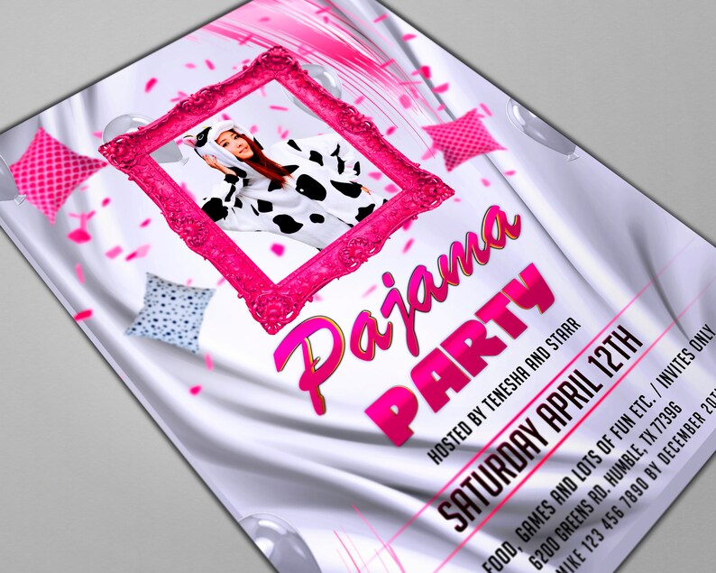 Pajama Party Invitation Pajama Birthday Invitation Pajama Etsy