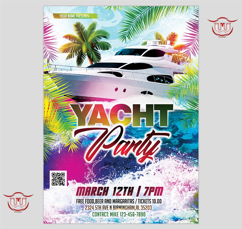 Yacht Party Flyer Design Yacht Birthday Party Invitation Etsy