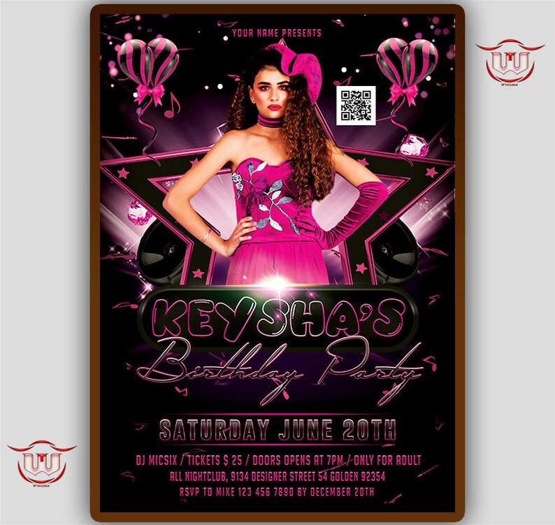 Pink Birthday Party Flyer Pink Birthday Invitation Etsy