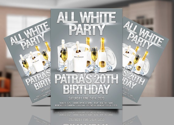 all white party invitation flyer white flyer white birthday etsy party invitation flyer