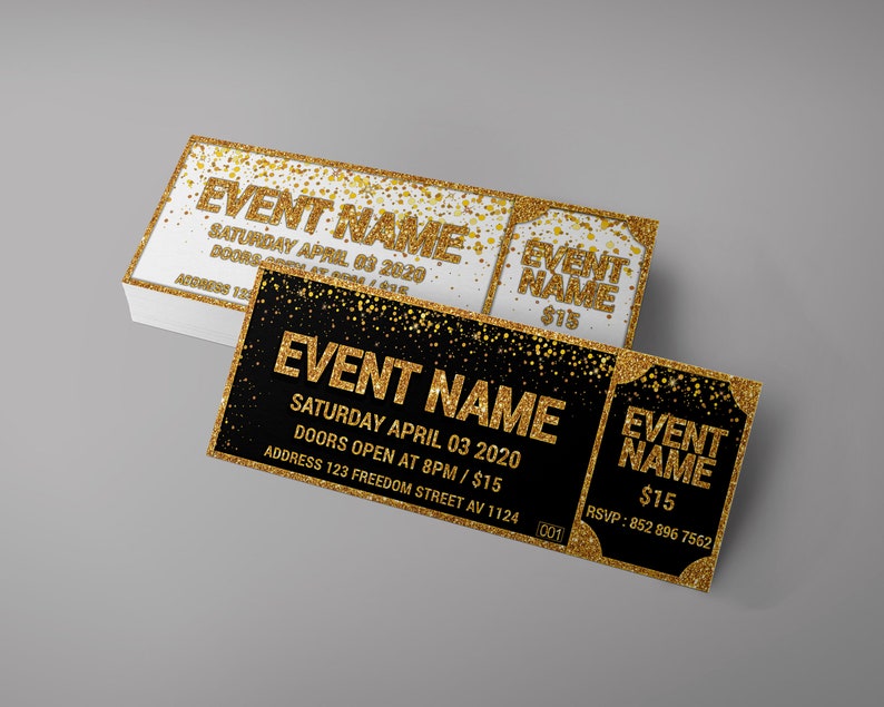 Sparkly Tickets Glitter Ticket Shined Ticket Gold and Etsy