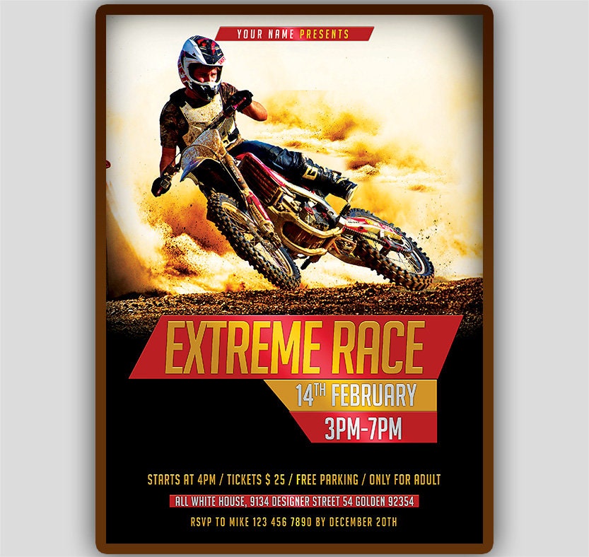 Motocross Bike Motorcycle Race Poster  Corrida de motocross, Motocicleta  de corrida, Bicicleta de corrida