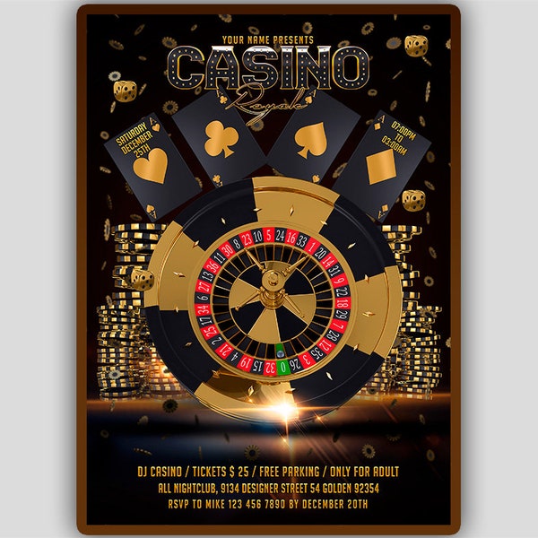 Casino night flyer, casino birthday invitation, poker flyer design, casino night party flyer, casino birthday invite, gambling party flyer