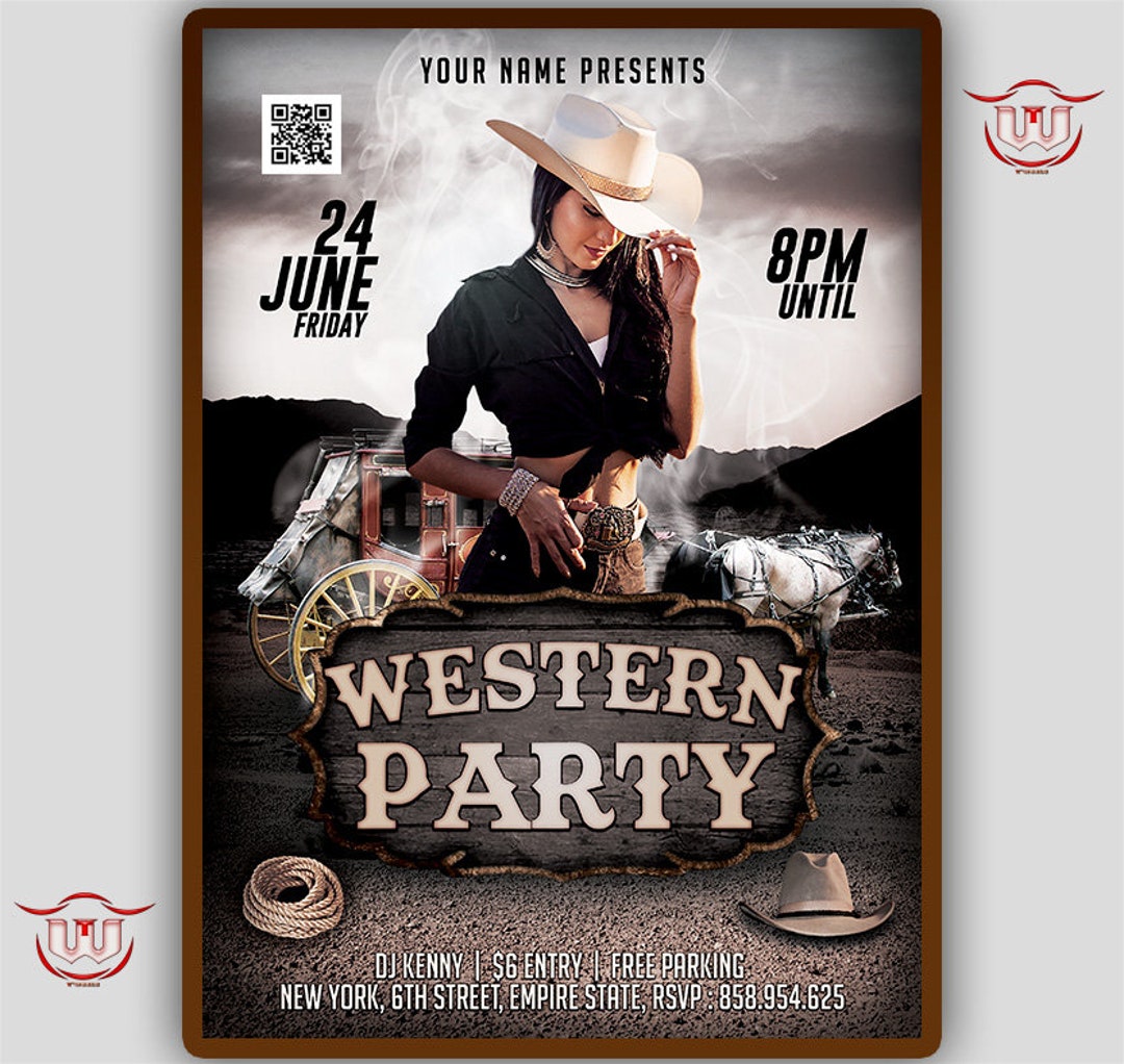 Western Flyer, Cowboy Invitation, Farwest Party Invite, Western ...