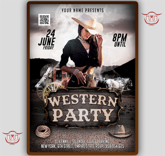 Western Flyer Cowboy Invitation Farwest Party Invite Etsy
