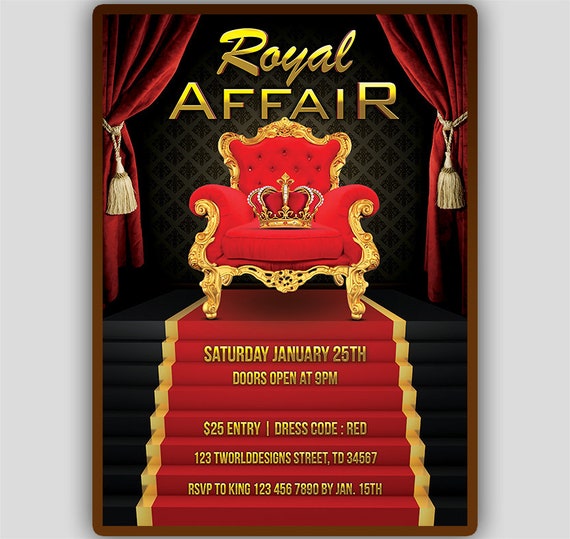 Royal Party Invitation Royal Affair Flyer King Birthday Etsy