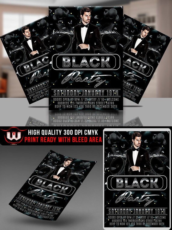 all black party invitation black birthday party flyer invitation vip invitations black and white party invitation black party poster all black flyer