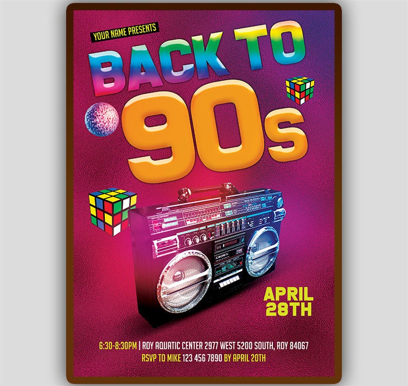 blank-90s-party-invitation-template