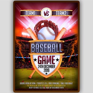 baseball game invitation, baseball night flyer, baseball birthday invite, baseball league poster, baseball event invitation, birthday party