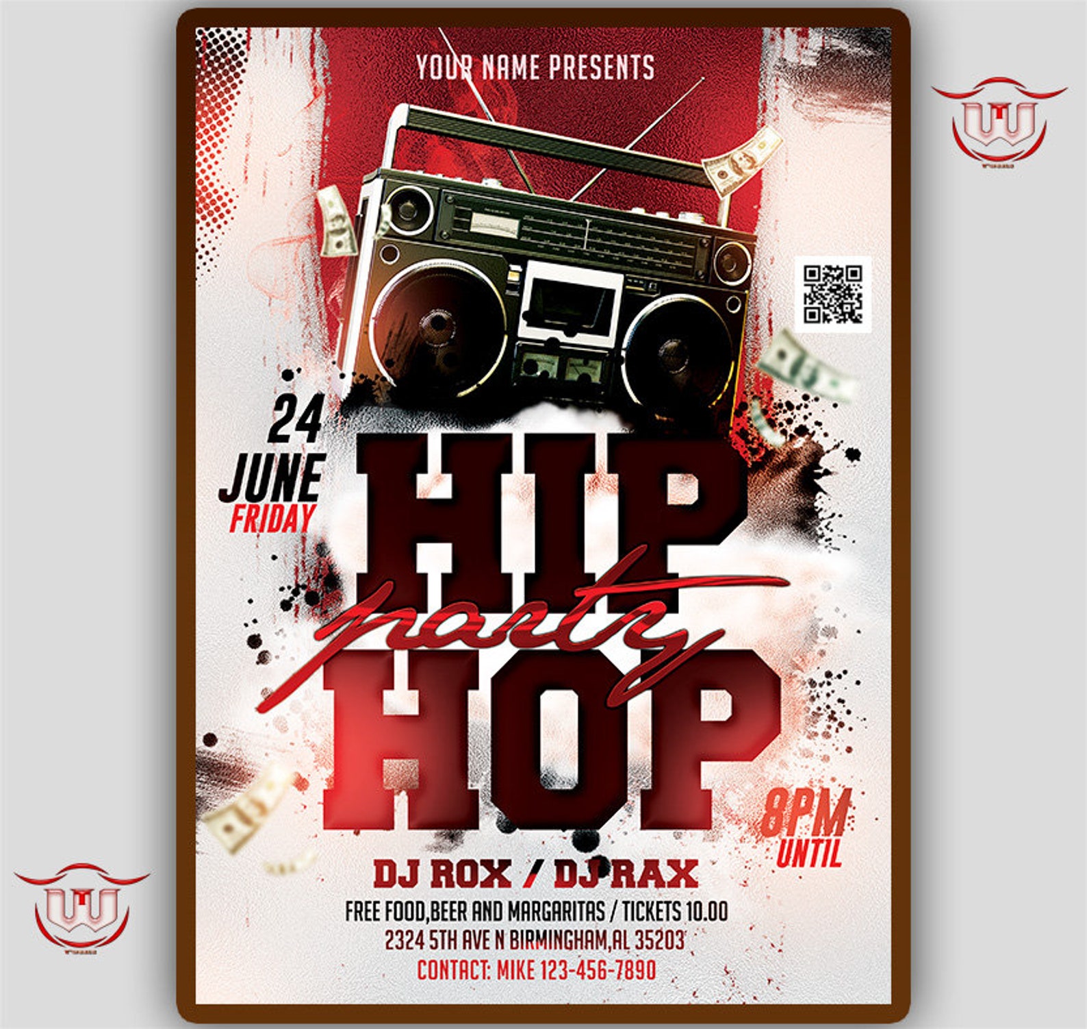 Hip hop party flyer hip hop invitation 90s old school party | Etsy