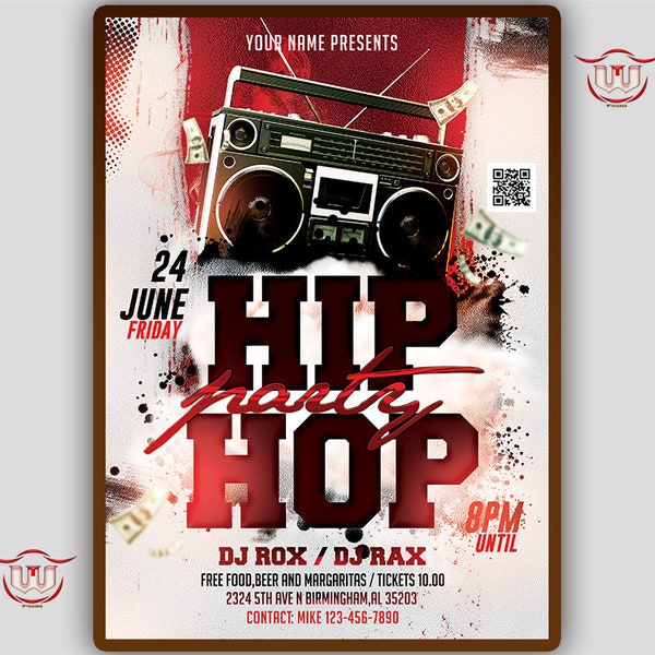 Hip hop party flyer, hip hop invitation, 90s old school party invite, old school birthday party flyer, hip hop birthday party invitation