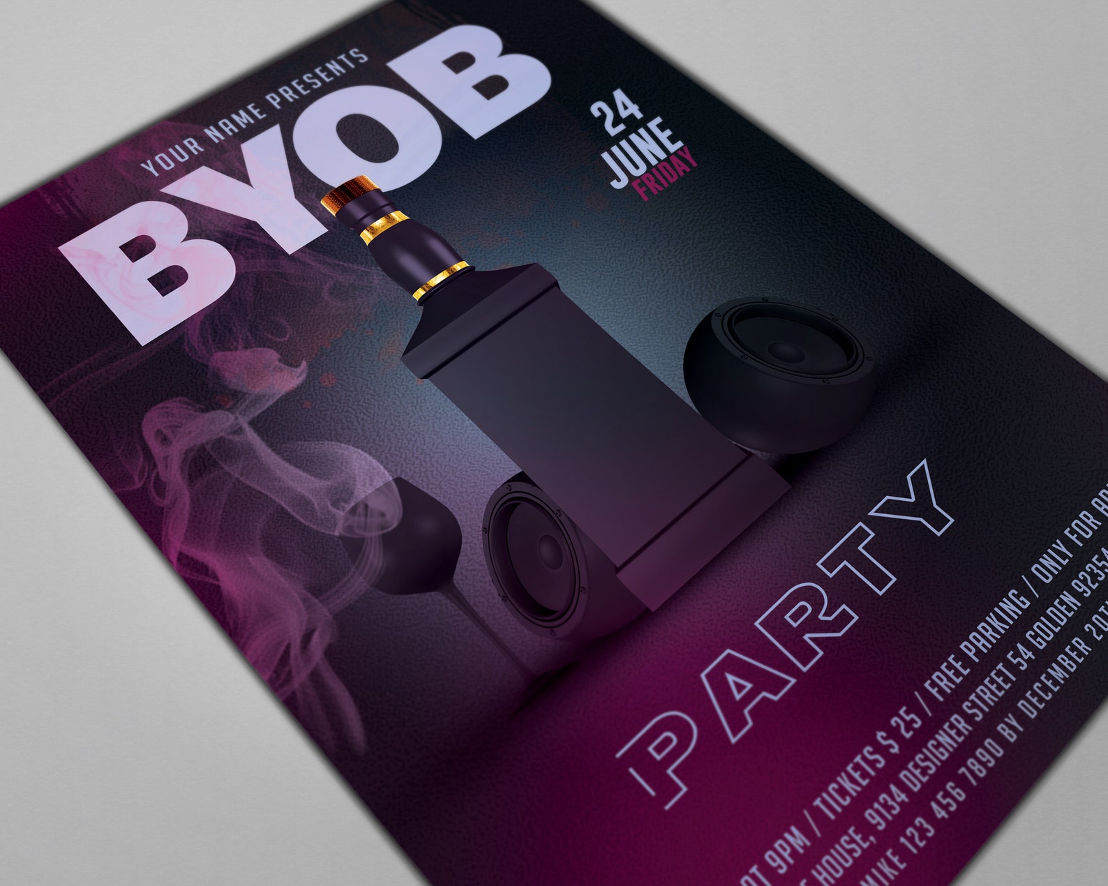 BYOB party flyer bottle party invitation black party drinks Etsy