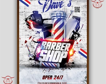 Barber shop flyer, barber flyer, barber shop grand opening flyer, barber shop discount, customizable barber flyer, digital barbershop flyer