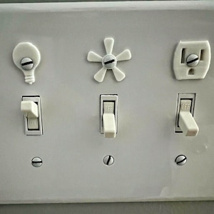 6 Pack! 3D Printed Light Switch Icon Decal Label Home Décor Outlet Fan Light Switch Plates Plastic Fast Shipping with Tracking