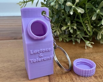 Lactose and Tolerant Pill Holder Milk Carton Keychain Backpack Purse Handbag
