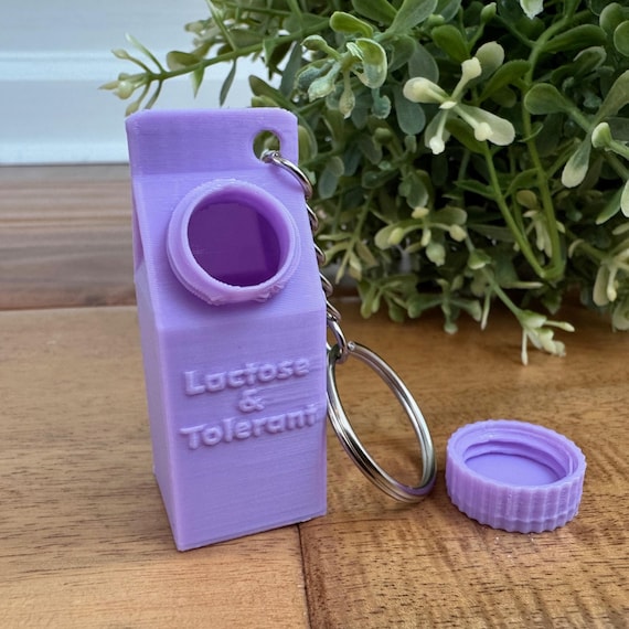 Lactase Pill Holder Keychain – Milk Carton Medication Case