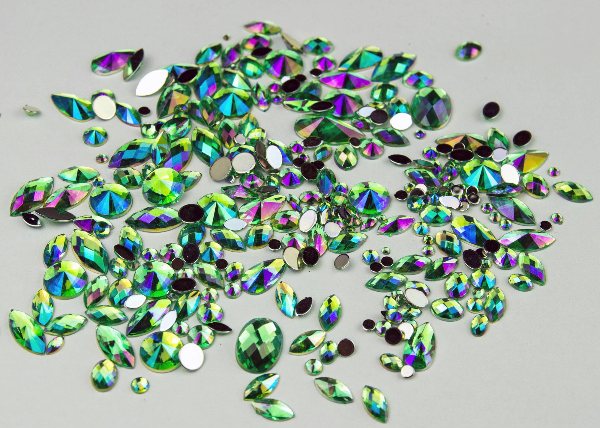A6 Emerald Green Loose Festival Face Gems Jewels Mix - Glitter Face B…