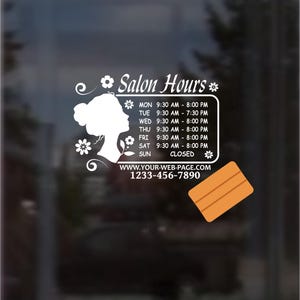 Calcomanía de horario comercial / Personalizable con el logotipo de su empresa / Calcomanía personalizada / Calcomanía de horario comercial / Horario de atención / Horario de oficina / Escobilla de goma