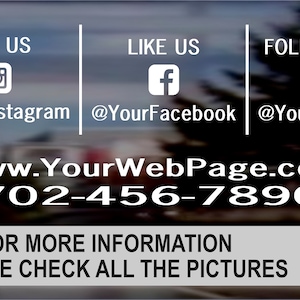 Social Media Decal, Facebook, Instagram, Twitter and computer cut vinyl for car rear window, storefront door and window sign for business.
