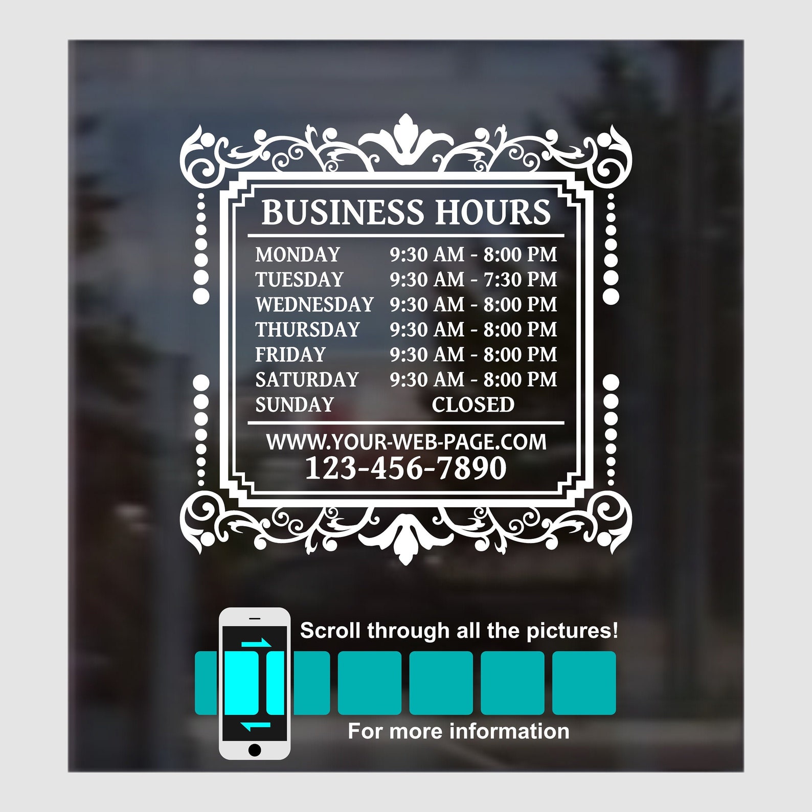Store Hours Decal Customized With Your Business Hours Etsy