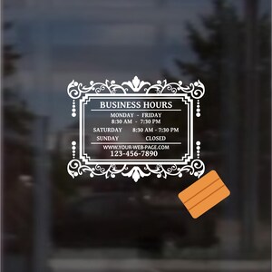 Store Hours Decal, Customized with your Business Hours | Custom Storefront Decal | Business Hours Sticker | Hours of Operation Decal |