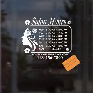 Calcomanía de horario comercial / Personalizable con el logotipo de su empresa / Calcomanía personalizada / Calcomanía de horario comercial / Horario de atención / Horario de oficina / Escobilla de goma