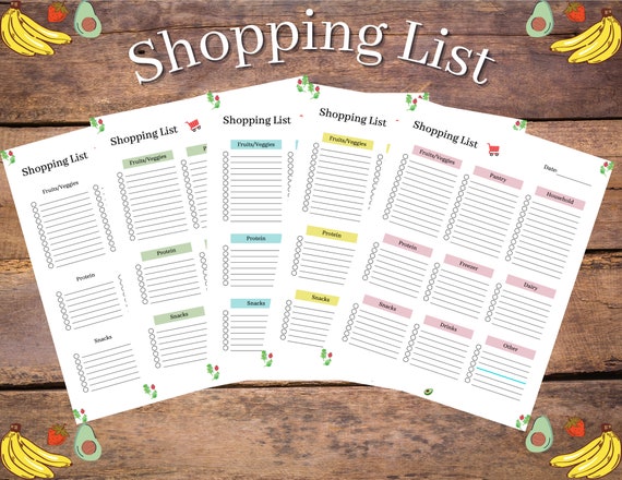 Printable Shopping list Digital shopping list Grocery list | Etsy