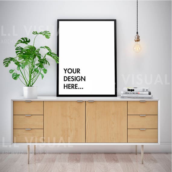 Poster Mockup 30x40 Vertical Digital Black Frame Mockup Styled