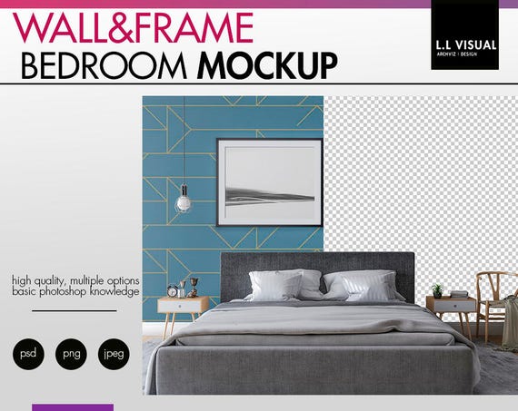 Bedroom Mockupwall And Frame Mockup Styled Photography Mockup Stock