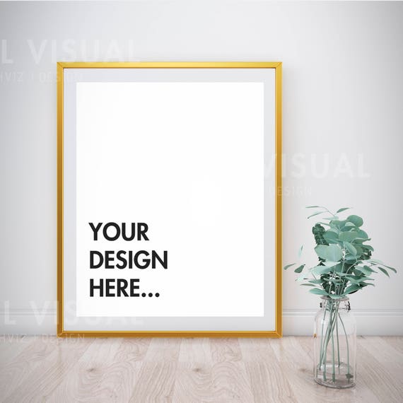 Frame Mockup 8x10 16x20 Vertical Digital Gold Frame Mockup