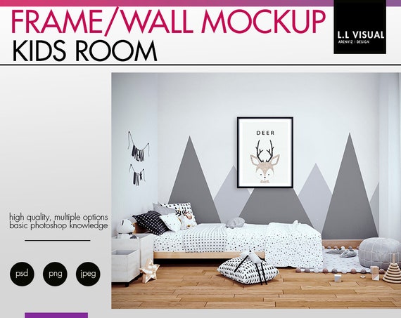 Kids Bedroom Mockup Wallpaper Mockup 8x10 Frame Mockup Styled Kids Bedroom Mockup Wallpaper Mockup 8x10 Frame Mockup Styled