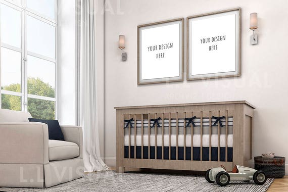 Baby Room Mockup Two Frame Mockup 8x10 16x20 24x30 Vertical Digital