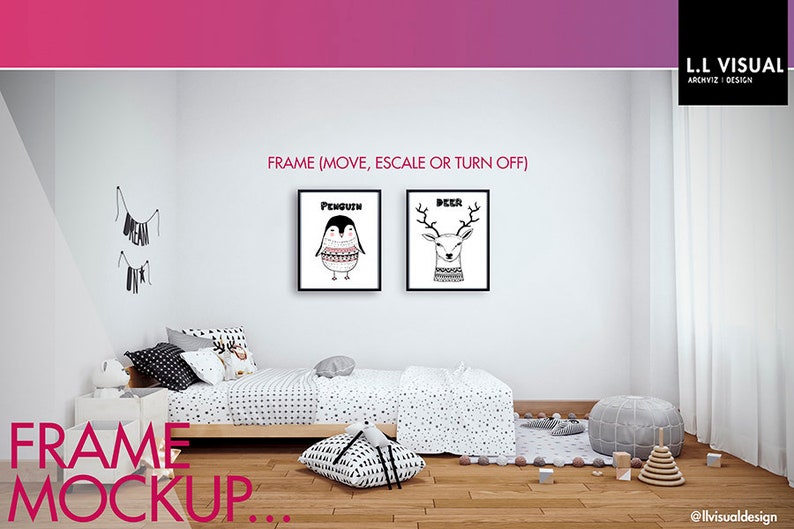 Download Kids Bedroom Mockup Wallpaper Mockup 8X10 Frame Mockup | Etsy