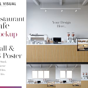 Cafe Restaurant Stock Photo +Psd Poster Mockup + Psd Wall Mockup,Restaurant Mockup, Style Stock Photo, Coffee Shop Stock Photo Store Mockup