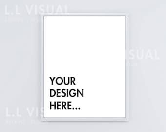 8 x 10 / 16 x 20 Vertical Digital WHITE Frame Mockup -PNG + JPEG,   Styled Stock Phtography - Frame Mockup with White Background
