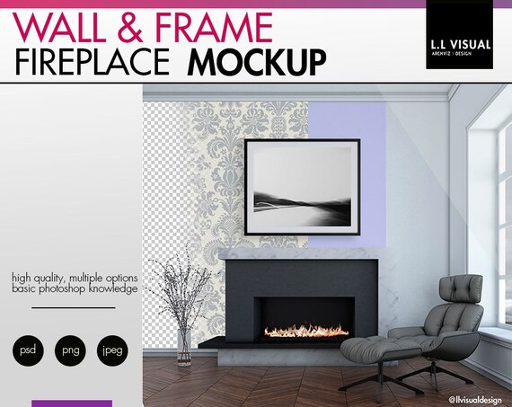 Download Fireplace Mockup Wall and Frame Mockup Styled Photography | Etsy
