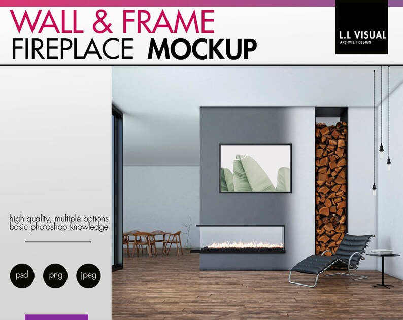 Download FIREPLACE Mockup Wall and Frame Mockup Styled Photography ...