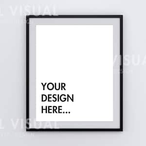 8 x 10 / 16 x 20 Vertical Digital Black Frame Mockup -PNG + JPEG,   Styled Stock Phtography - Frame Mockup with White Background