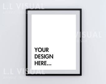 8 x 10 / 16 x 20 Vertical Digital Black Frame Mockup -PNG + JPEG,   Styled Stock Phtography - Frame Mockup with White Background