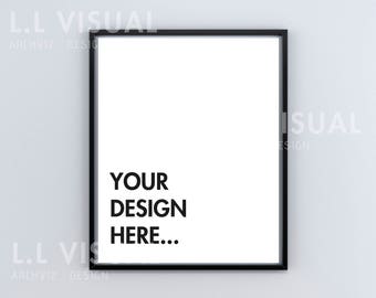 8 x 10 / 16 x 20 Vertical Digital Black Frame Mockup -PNG + JPEG,   Styled Stock Phtography - Frame Mockup with White Background