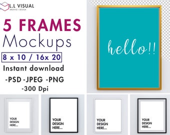 8 x 10 / 16 x 20 Vertical Frame Mockup, Styled  Stock Photography,  Black Frame Mockup, White Frame Mockup, Gold Frame Mockup.