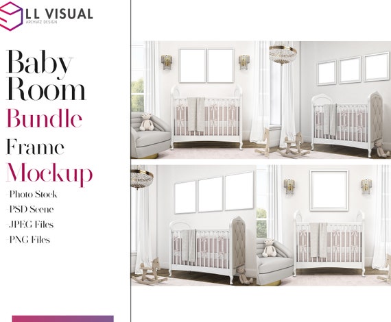 Frame Mockup Bundle, Baby Room Mockup, 8x10/20x20/  Digital Frame Mockup, Styled Stock Photography